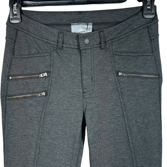 Athleta SZ 6 Ponte Moto 2.0 Pants Mid-Rise Zip-Fly Pocket Stretch Gray Heathered - Picture 2 of 8